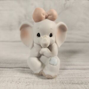 Precious Moments 1991 Elephant Figurine Pink Bow Blue Patch 526924 Enesco